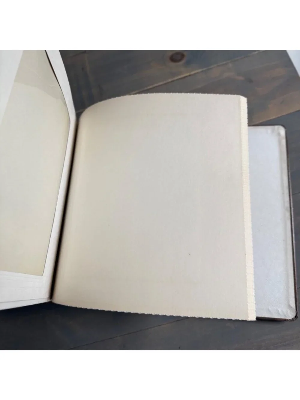 Vtg MCM 70s Our Family Photo Album Brown Top-Grain Cowhide Leather Gold Embossed